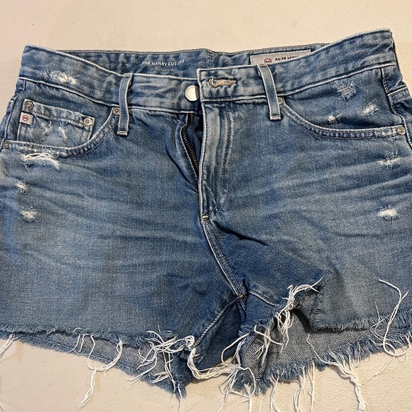 Ag-ed (Adriano Goldschmidt) Women's Frayed Blue Jean Shorts - Picture 1 of 4